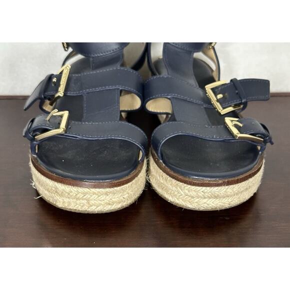 Michael Kors Cunningham Strappy Espadrille Sandal Women's 5.5M Black & Gold - Picture 8 of 9